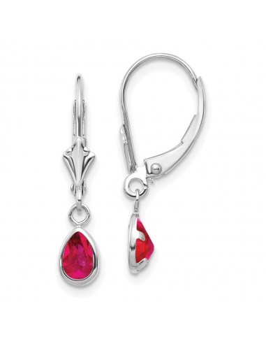 14k White Gold 6x4mm July/Ruby Earrings commande en ligne