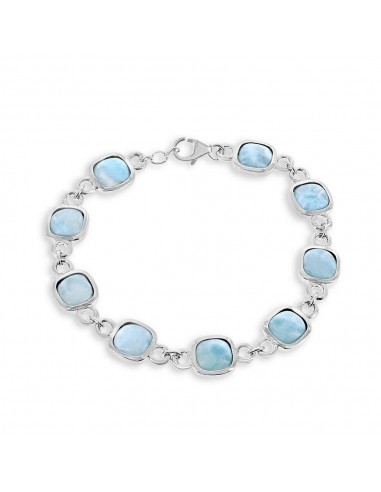 Sterling Silver Square Larimar Bracelet, 7.5" outlet