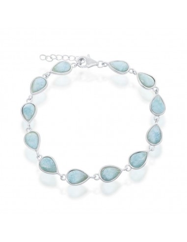 Sterling Silver Pear-Shaped Larimar Linked Bracelet français