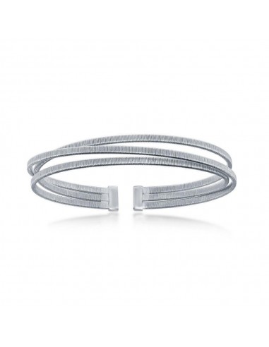 Sterling Silver Bonded with Platinum Triple Wire Designer Bangle est présent 