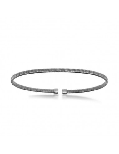 Sterling Silver Black Rhodium Wire Designer Bangle Comparez plus de prix