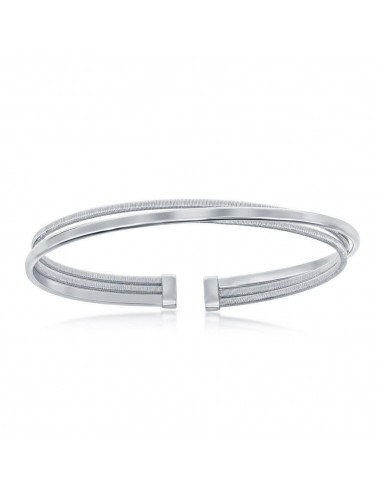 Sterling Silver Bonded with Platinum Polished Wire Bangle vente chaude votre 