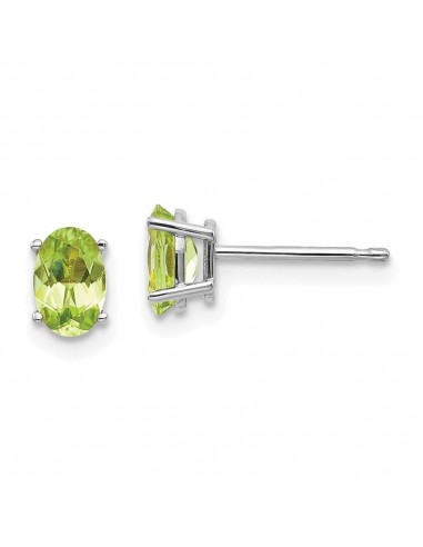 14k White Gold 6x4 Oval August/Peridot Post Earrings Voir les baskets