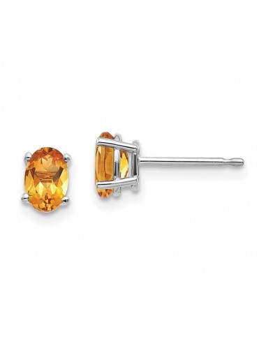 14k White Gold 6x4mm Citrine Earrings de la marque