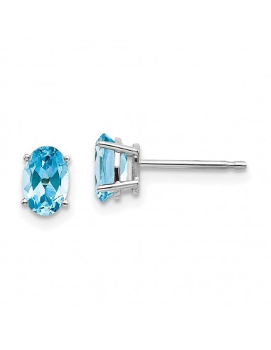 14k White Gold 6x4mm December/Blue Topaz Post Earrings vous aussi creer 