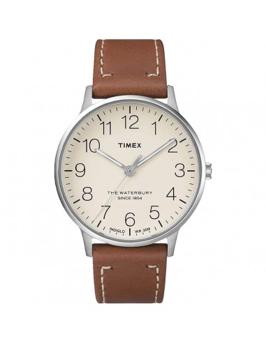 Timex Men's Quartz Watch - Waterbury Cream Dial Brown Leather Strap | TW2R25600VQ commande en ligne