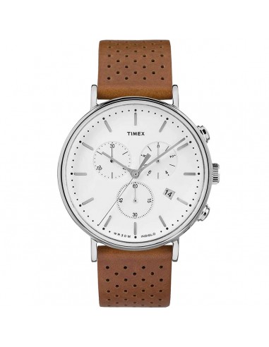 Timex Men's Chronograph Watch - Fairfield White Dial Tan Strap | TW2R26700VQ la chaussure