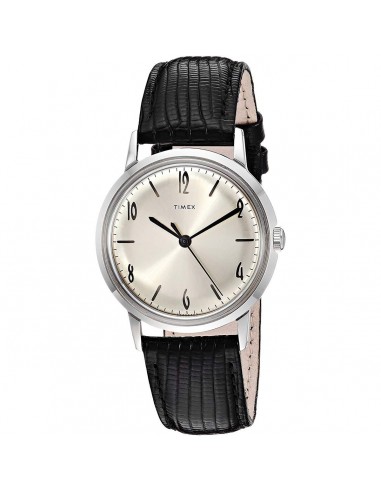 Timex Men's Mechanical Watch - Marlin Silver Dial Black Leather Strap | TW2R47900ZV shop