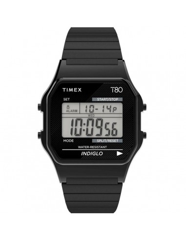 Timex Unisex Chronograph Watch - T80 Digital Dial Black Bracelet | TW2R67000YB Economisez 