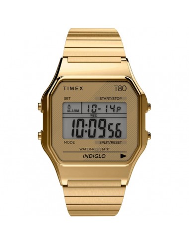 Timex Unisex Chronograph Watch - T80 Digital Dial Yellow Gold Bracelet | TW2R79000YB Livraison rapide