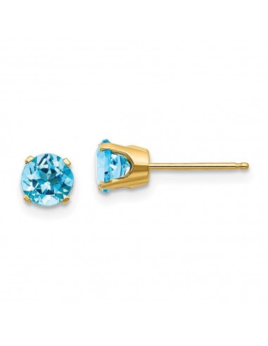 14k 5mm Blue Topaz Earrings - December de pas cher