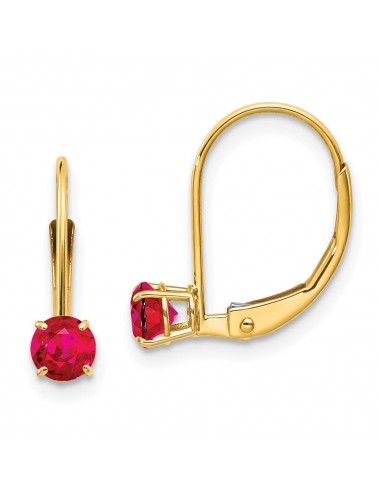 14k 4mm Round July/Ruby Leverback Earrings chez Cornerstreet bien 