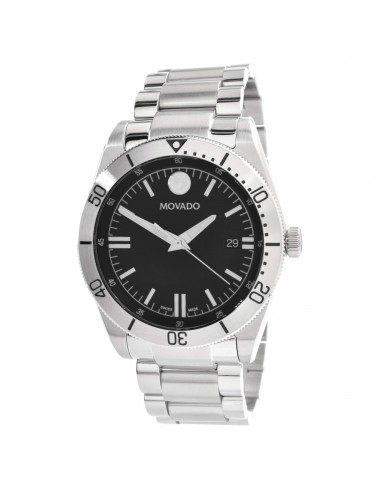 Movado Men's Quartz Watch - Sport Black Dial Stainless Steel Bracelet | 0607435 de France