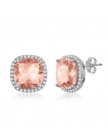 Sterling Silver CZ and 10mm Cushion Square Vintage Rose Swarovski Element Earrings 2 - 3 jours ouvrés.