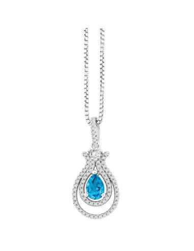 Sterling Silver .945cttw Round & Pear Swiss Blue Topaz with .552ct Wh Tpz  Necklace vente chaude votre 