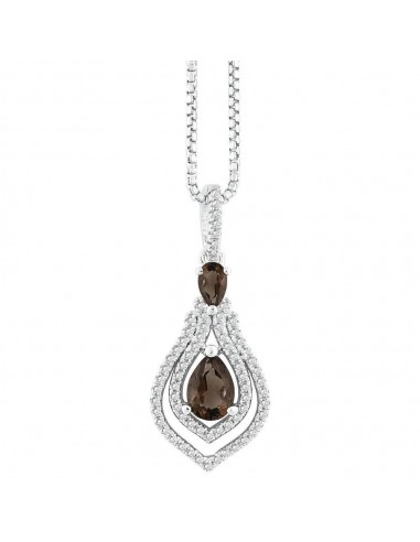 Sterling Silver .875cttw Double Pear with .552 ct White Topaz Necklace brillant des détails fins