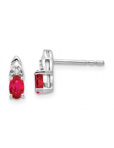 14k White Gold Ruby Diamond Earring en stock