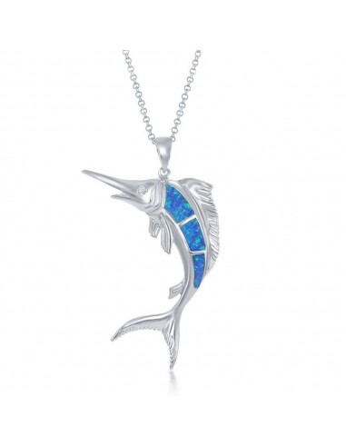 Sterling Silver Blue Opal Marlin Fish Pendant Vous souhaitez 