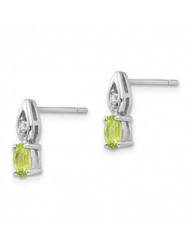 14k White Gold Peridot Diamond Earring 2023