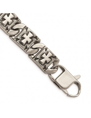 Stainless Steel Antiqued Links with Crosses Bracelet Venez découvrir notre 