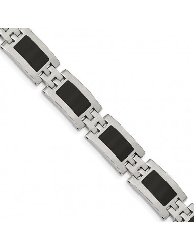 Stainless Steel Black Enamel 9in Bracelet commande en ligne