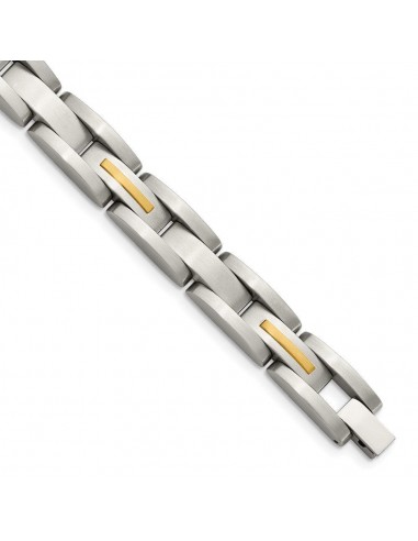 Stainless Steel 14k Yellow Inlay 8in Bracelet Comparez et commandez 