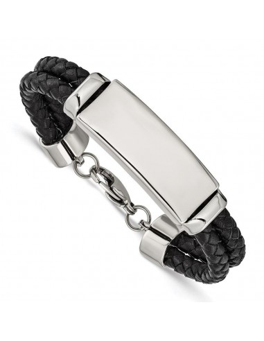 Stainless Steel Polished Leather Bracelet prix pour 