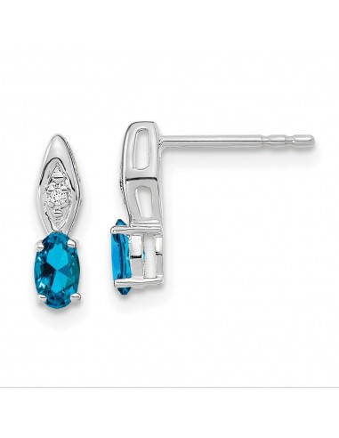 14k White Gold Blue Topaz Diamond Earring de l' environnement