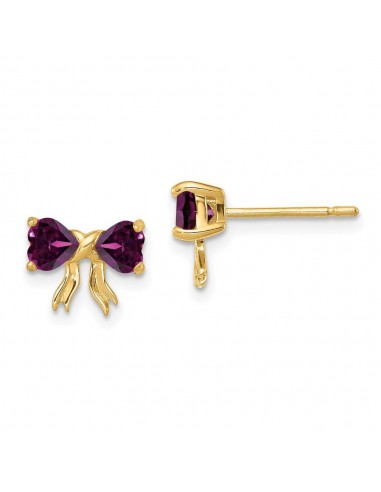 14k Gold Polished Rhodolite Bow Post Earrings hantent personnes