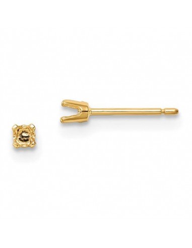 14k 2.25mm Round Stud Earring Mounting w/backs No Stones Included sur le site 