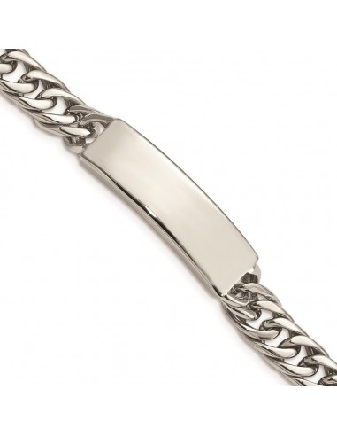 Stainless Steel Polished and Antiqued Curb ID Link Bracelet À commander