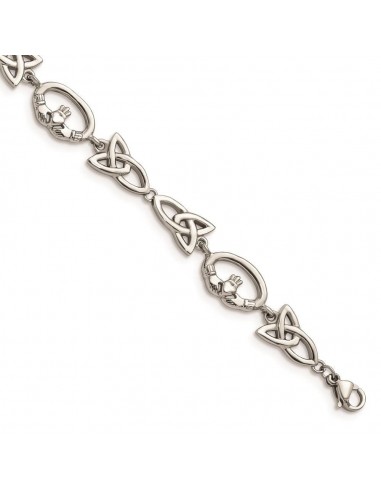 Stainless Steel Polished Claddagh and Trinity Knot Bracelet 50-70% off 