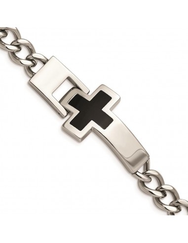 Stainless Steel Enameled Cross 9.25in Bracelet en ligne des produits 