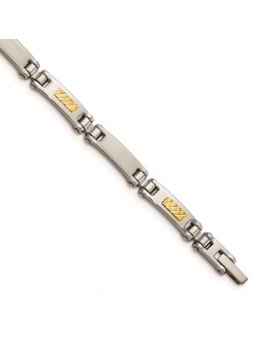 Stainless Steel w/14k Polished & Brushed Link Bracelet le concept de la Pate a emporter 