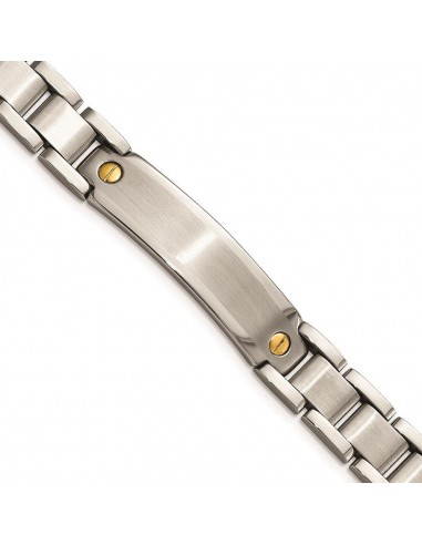 Stainless Steel Polished & Brushed ID Yellow IP-plated Bracelet vous aussi creer 