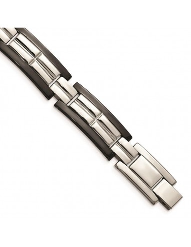 Stainless Steel Polished Black IP-plated 8.5 in. Bracelet JUSQU'A -70%! 