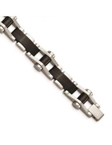 Stainless Steel Polished Black IP-plated 8 inch Bracelet livraison gratuite