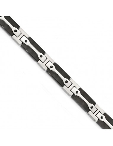 Stainless Steel Polished Black IP-plated 9 inch Bracelet de France