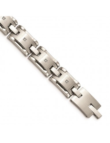 Stainless Steel Brushed and Polished with CZ 8.5 inch Link Bracelet online