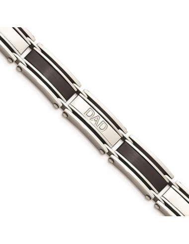 Stainless Steel Brushed and Polished Black IP-plated DAD Link Bracelet 2 - 3 jours ouvrés.