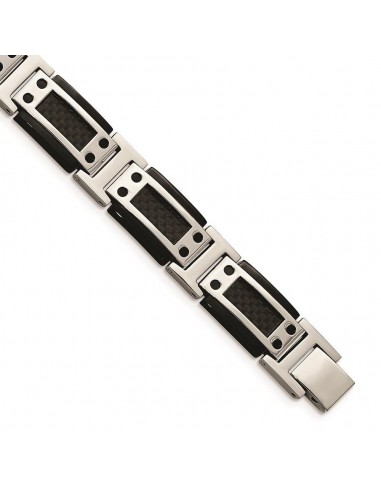 Stainless Steel Polished Black IP-plated w/ Carbon Fiber Inlay 8.5in Brace Economisez 