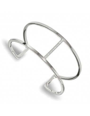 Stainless Steel Polished w/Preciosa Crystal Cuff Bangle Comparez plus de prix