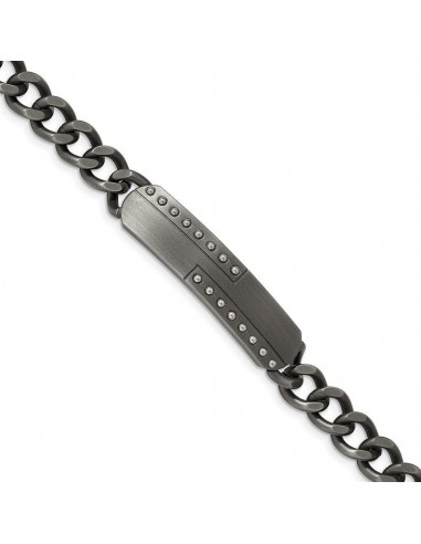 Stainless Steel Matte Finish Gun Metal IP-plated 9in ID Bracelet d'Europe débarque