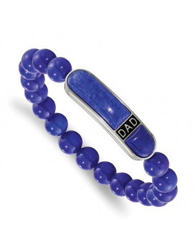 Stainless Steel Polished Enameled Lapis Beaded Dad Stretch Bracelet l'évolution des habitudes 