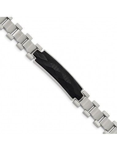 Stainless Steel Brushed and Polished Solid Carbon Fiber Inlay 8.25in Bracel Economisez 