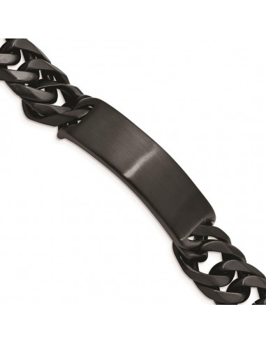 Stainless Steel Brushed Black IP ID Link Bracelet rembourrage situé sous