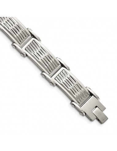 Stainless Steel Polished/Brushed Textured Link Bracelet livraison et retour toujours gratuits