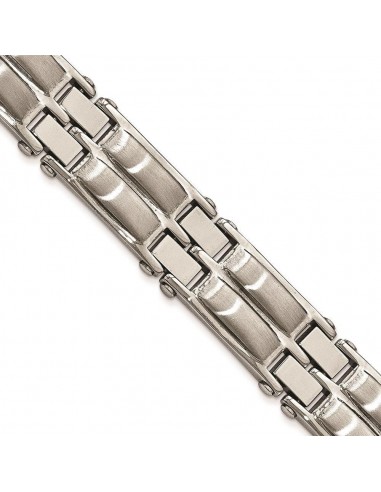 Stainless Steel Polished and Brushed 8.5in Link Bracelet ou a consommer sur place