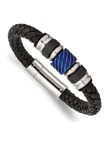 Stainless Steel Brushed/Polished Blk IP Blue IP Blk Rubber Blk Leather Brac acheter