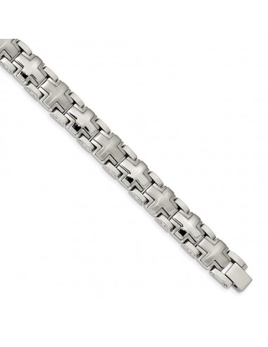 Stainless Steel Brushed and Polished Cross 8.25in Heavy Link Bracelet les muscles